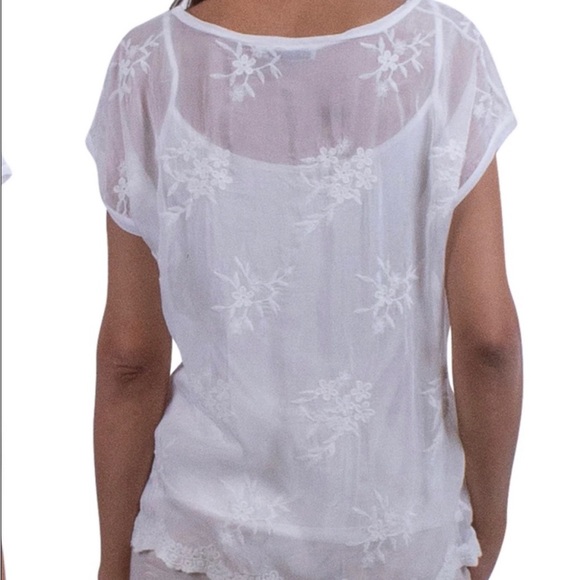 ANGELA MODA Made in Italy 🇮🇹Silk Sheer Cream Top with Cami Size Small - Picture 3 of 11